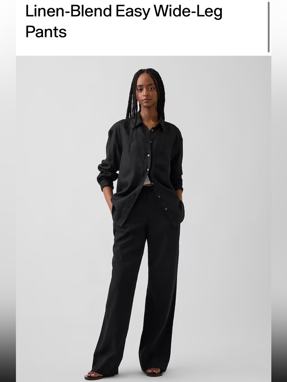 Black Wide-Leg Pants Linen Pants